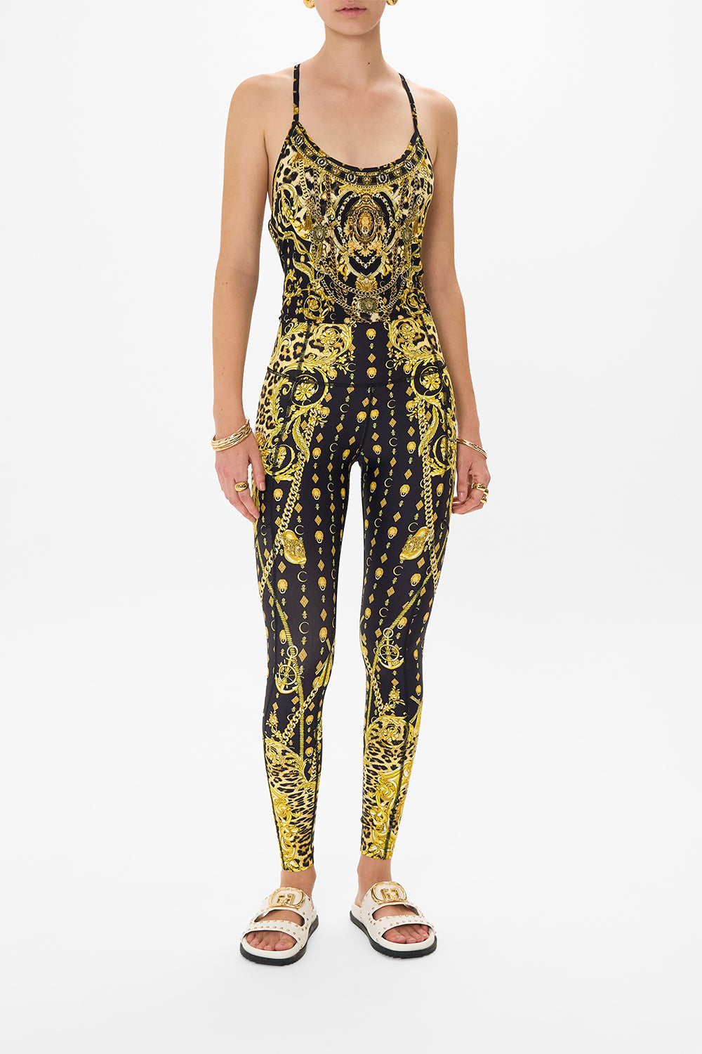 CAMILLA activewear tank in Nouveau Noir print