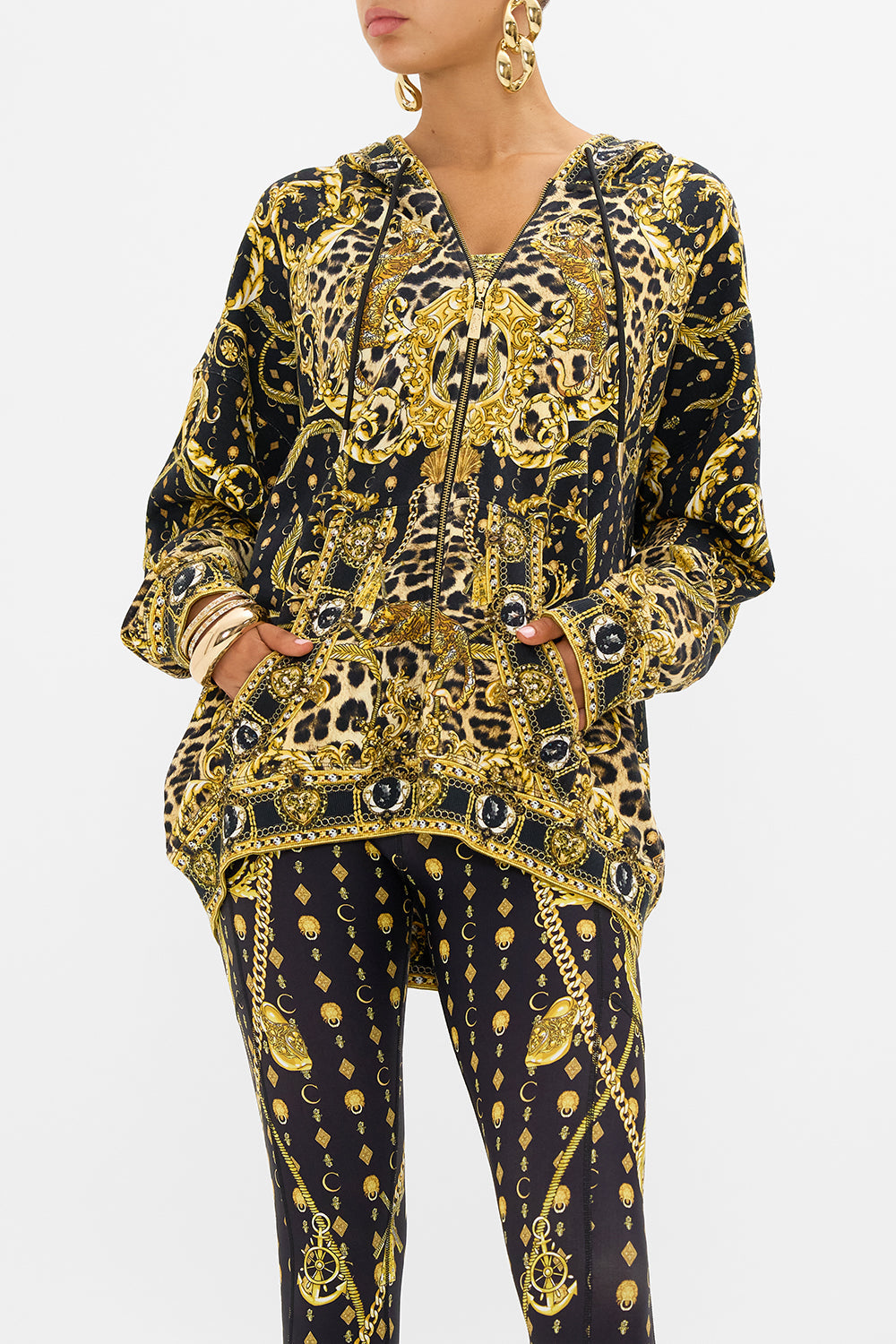 CAMILLA oversized zip in Nouveau Noir print