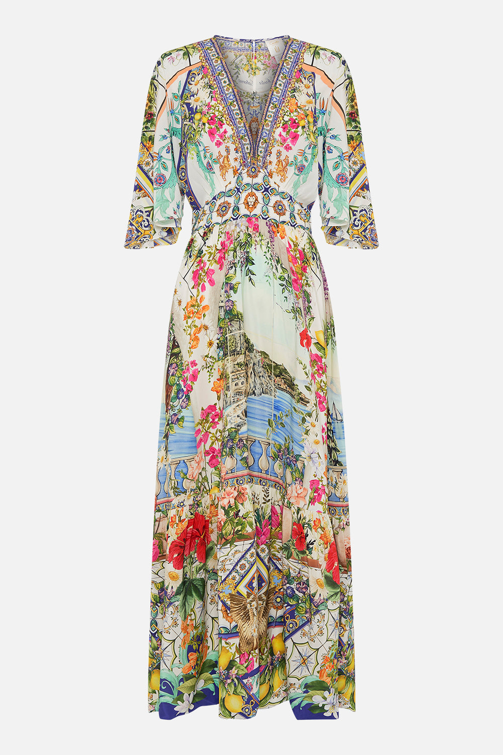 WAISTED DRESS WITH HEM RUFFLE AMALFI AMORE