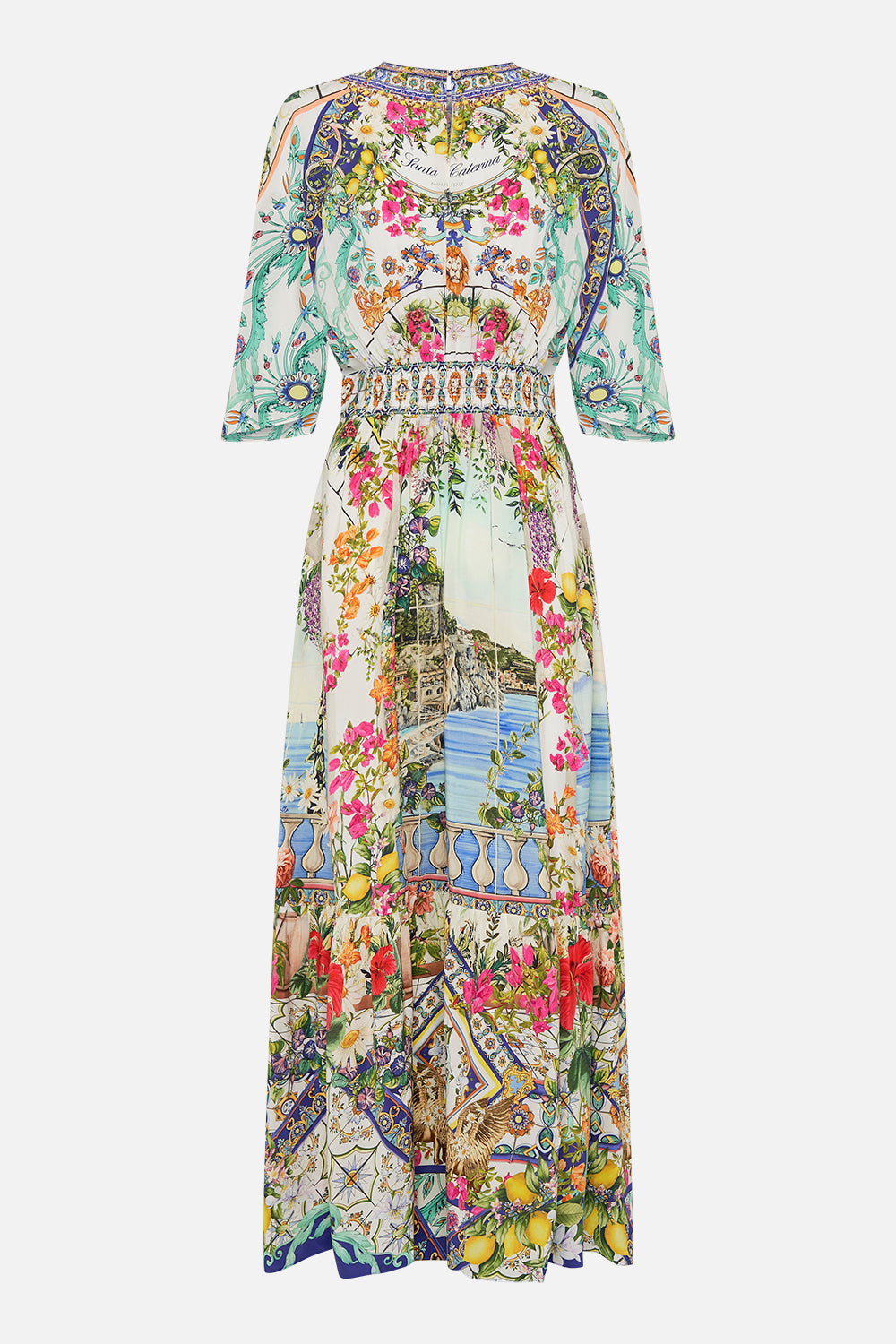 WAISTED DRESS WITH HEM RUFFLE AMALFI AMORE