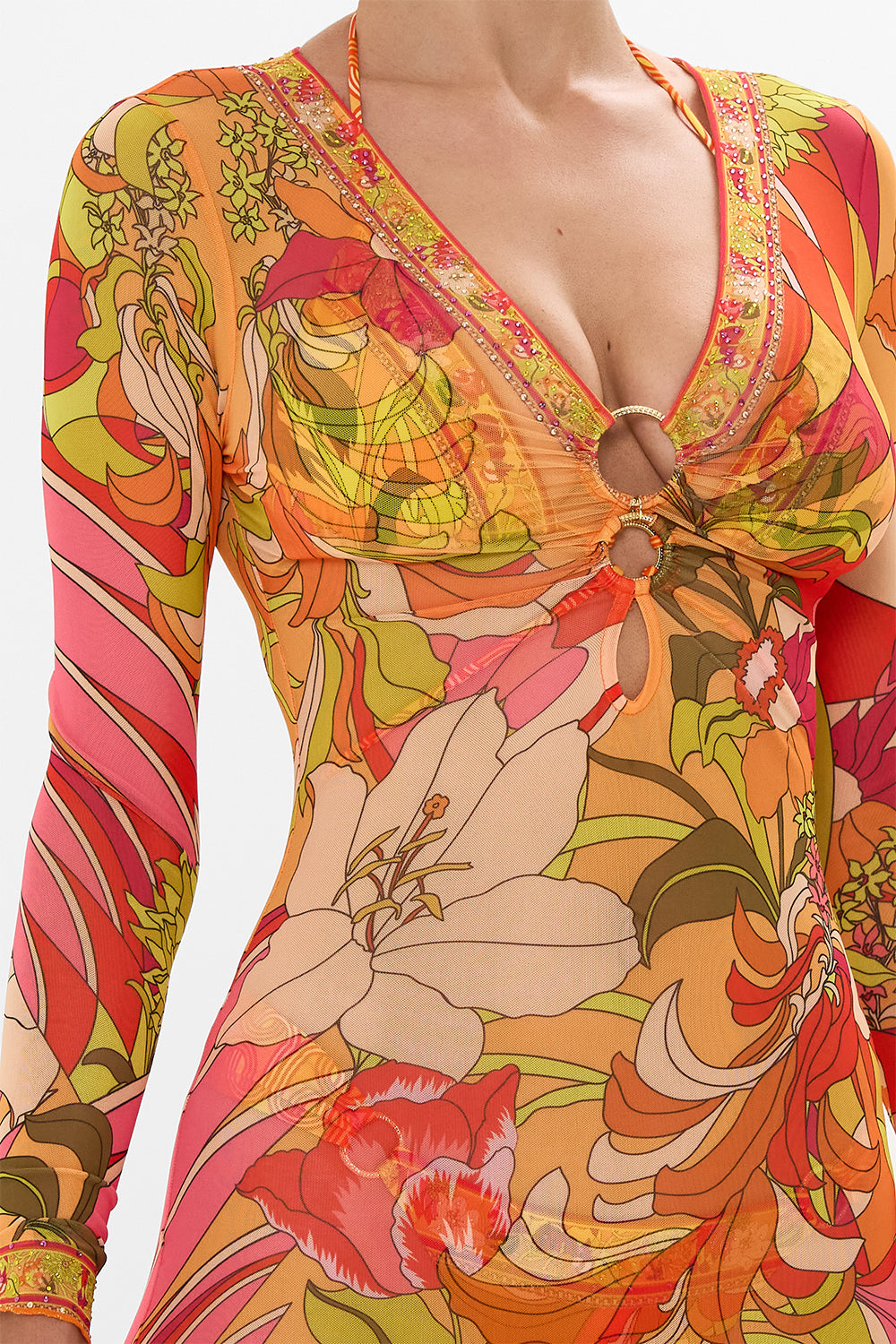 CAMILLA floral v-neck ring front cover up dress in The Flower Child Society