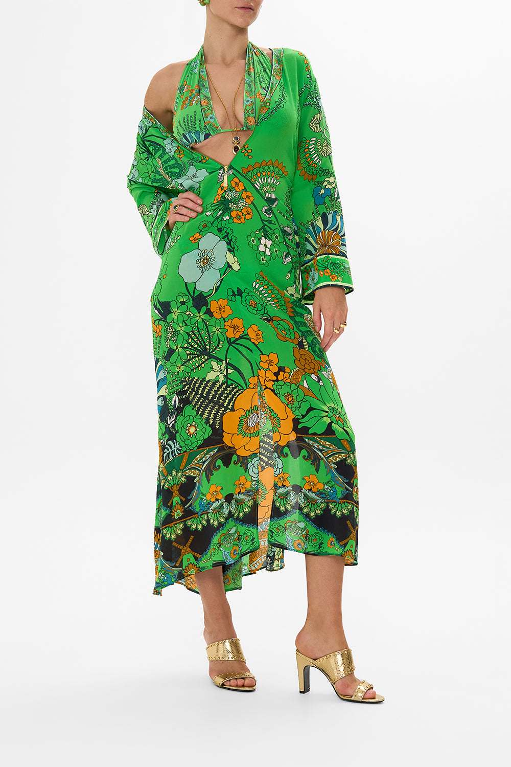 CAMILLA green elastic side pant in Good Vibes Generation