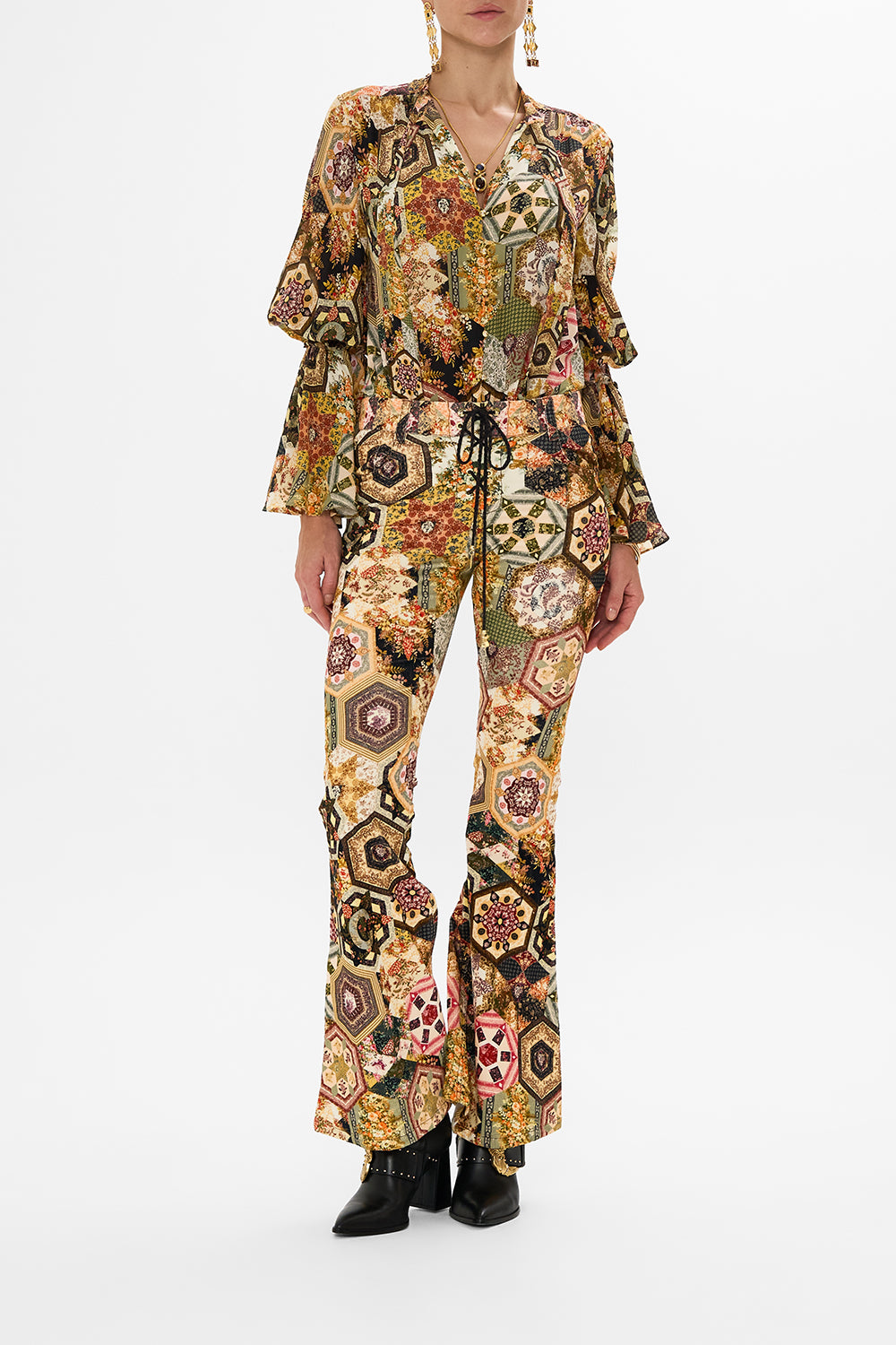 CAMILLA Floral Eyelet Front Pant in Stitched in Time