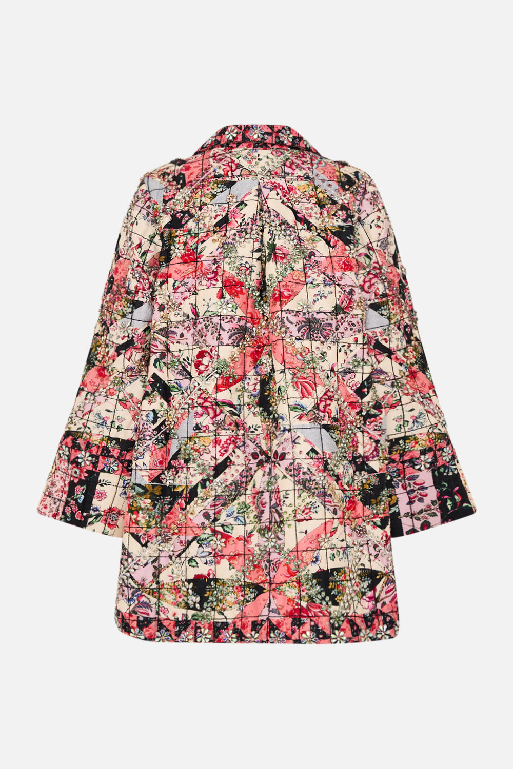 CAMILLA Patchwork Long Sleeve Tunic with Rhinestone Crystals in Patchwork Poetry print