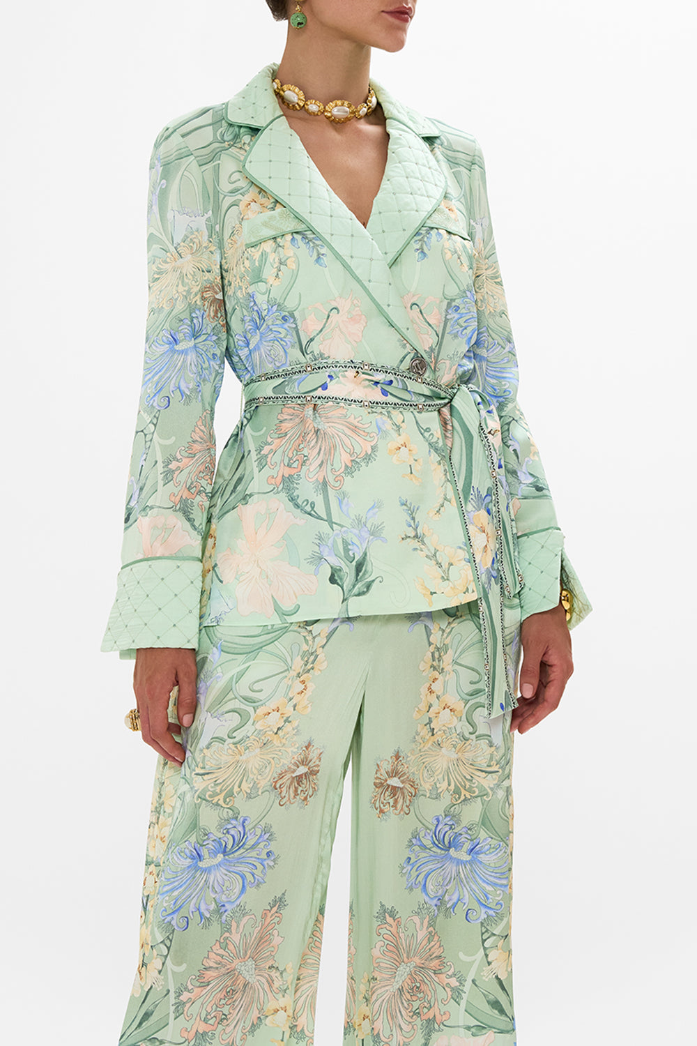 CAMILLA Floral Pajama Suit Jacket in Dreaming in Dutch