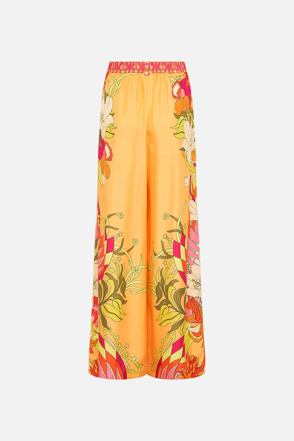 The CAMILLA WIDE LEG WAISTED PANT THE FLOWER CHILD SOCIETY in our  print.