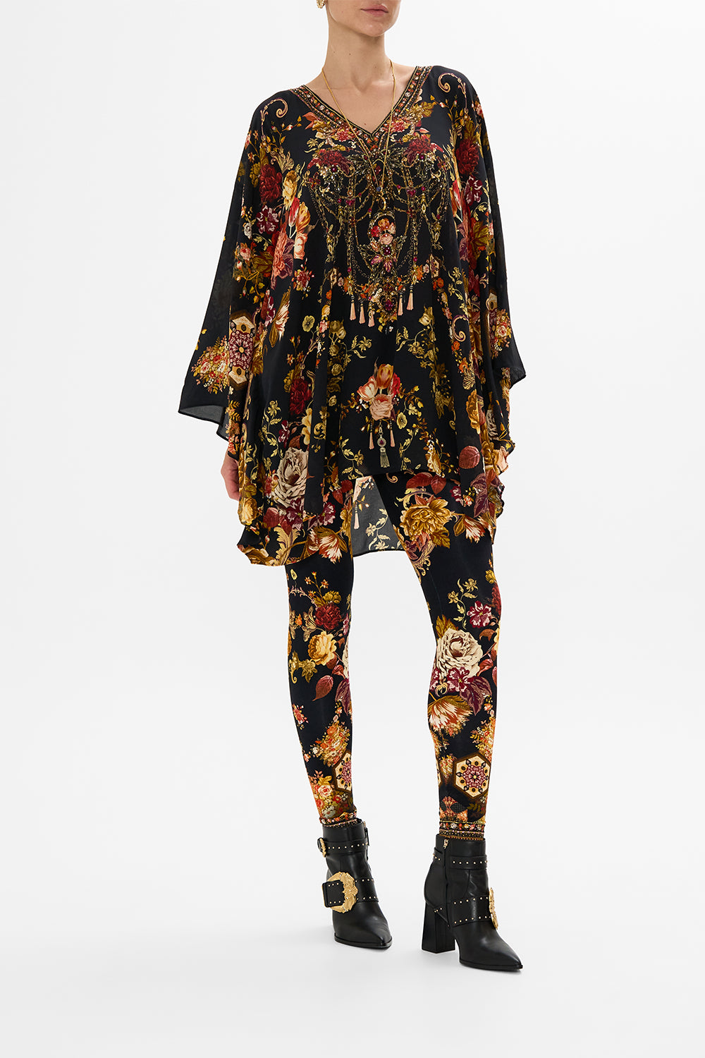 CAMILLA floral leggings in Stitched In Time print.