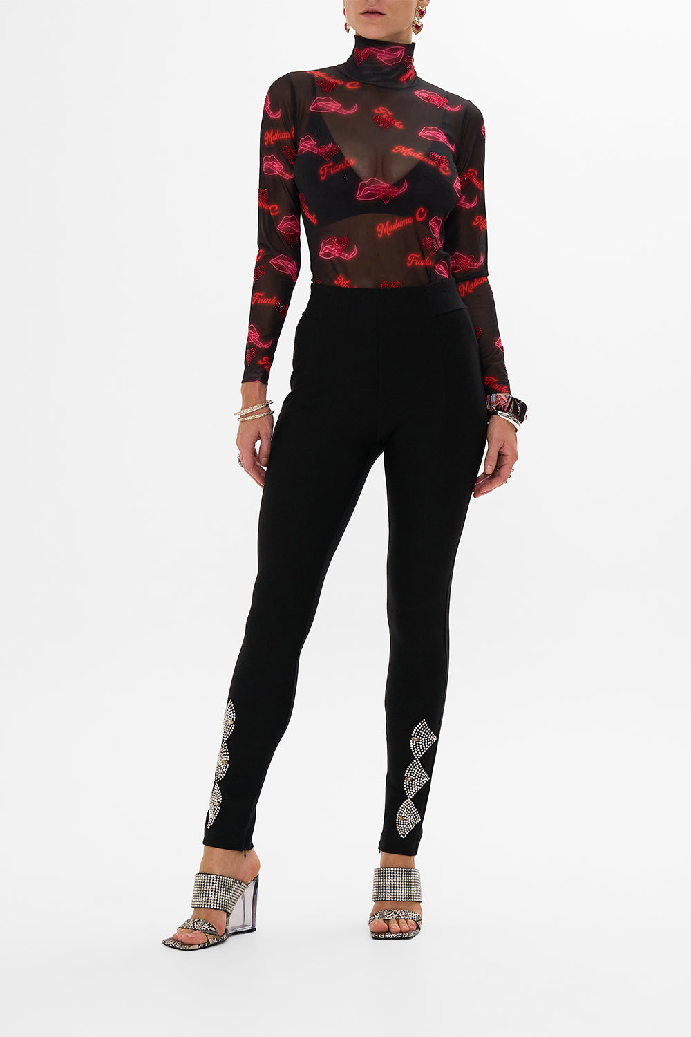 The CAMILLA MESH TURTLENECK ELECTRIC LOVELAND in our ELECTRIC LOVELAND print.
