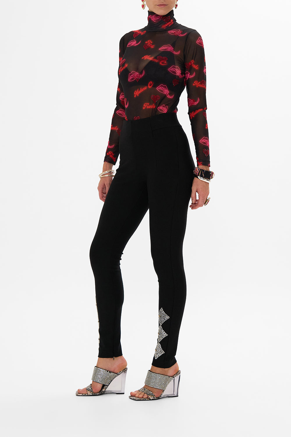 The CAMILLA MESH TURTLENECK ELECTRIC LOVELAND in our  print.