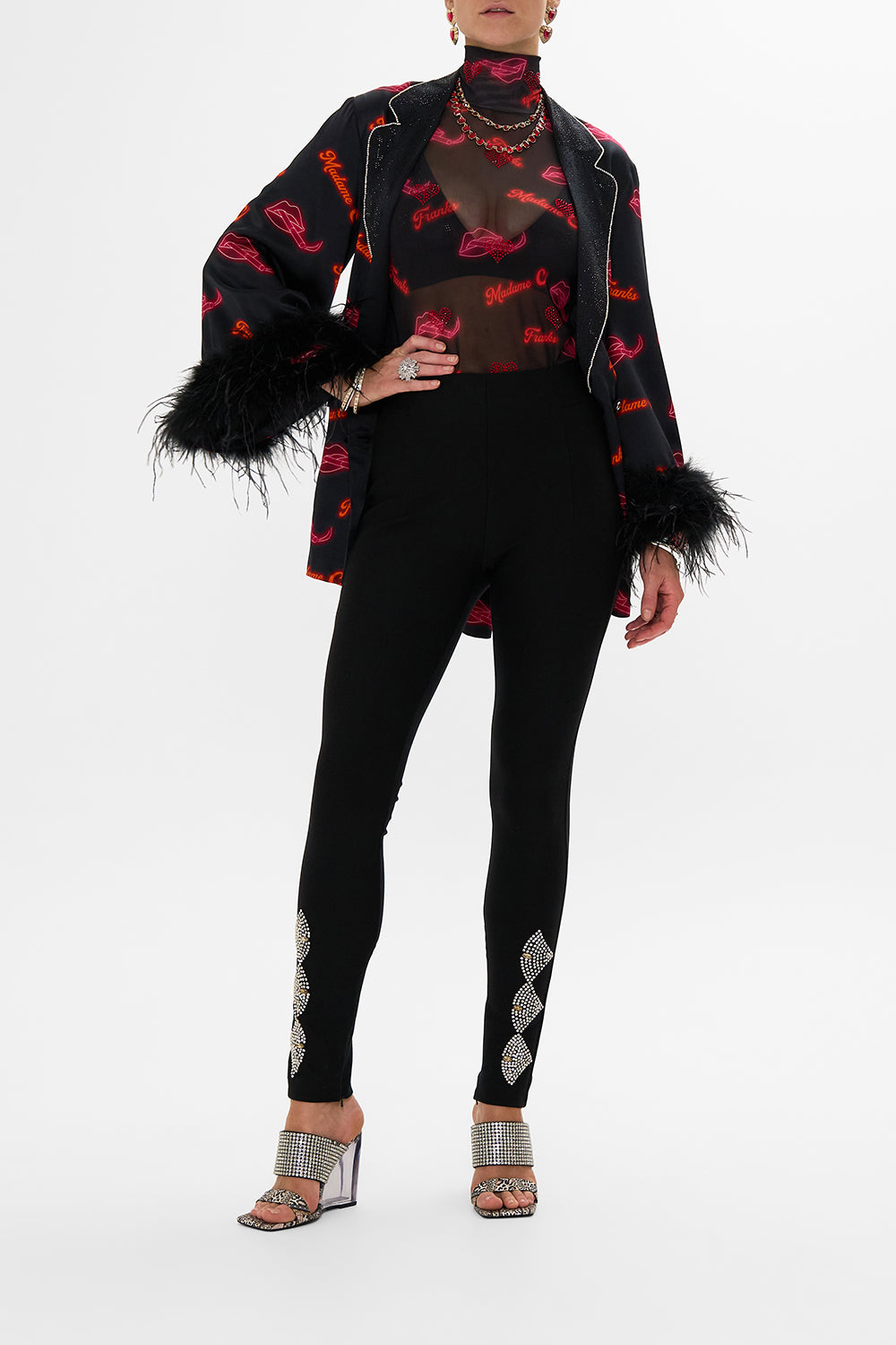 The CAMILLA MESH TURTLENECK ELECTRIC LOVELAND in our  print.