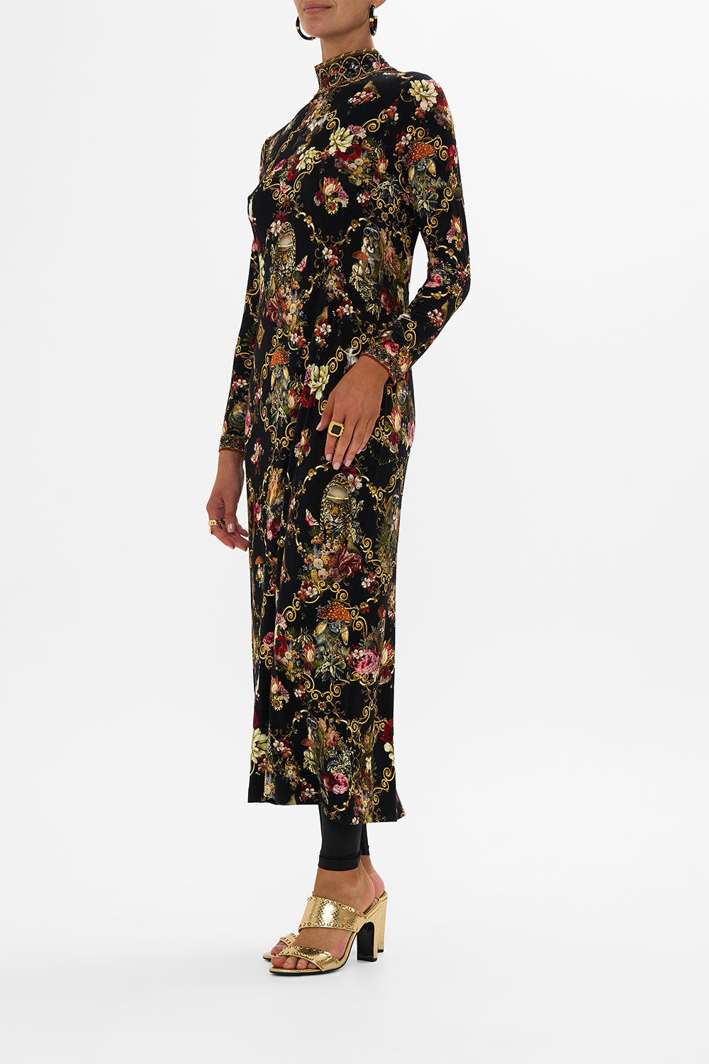 CAMILLA Black Turtleneck Jersey Dress in Told in the Tapestry