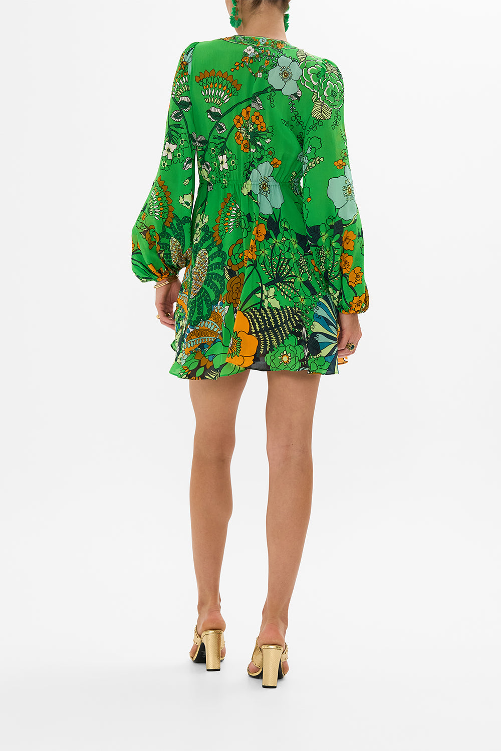 CAMILLA short wrap tie dress in  Good Vibrations print. 