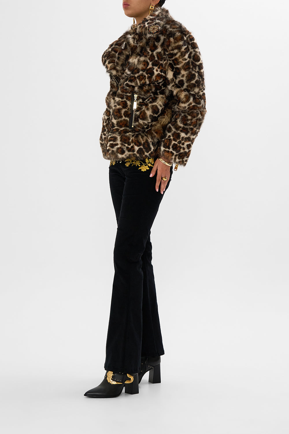 The CAMILLA OVERSIZED FUR BIKER JACKET BORN IN BRUGES in our  print.