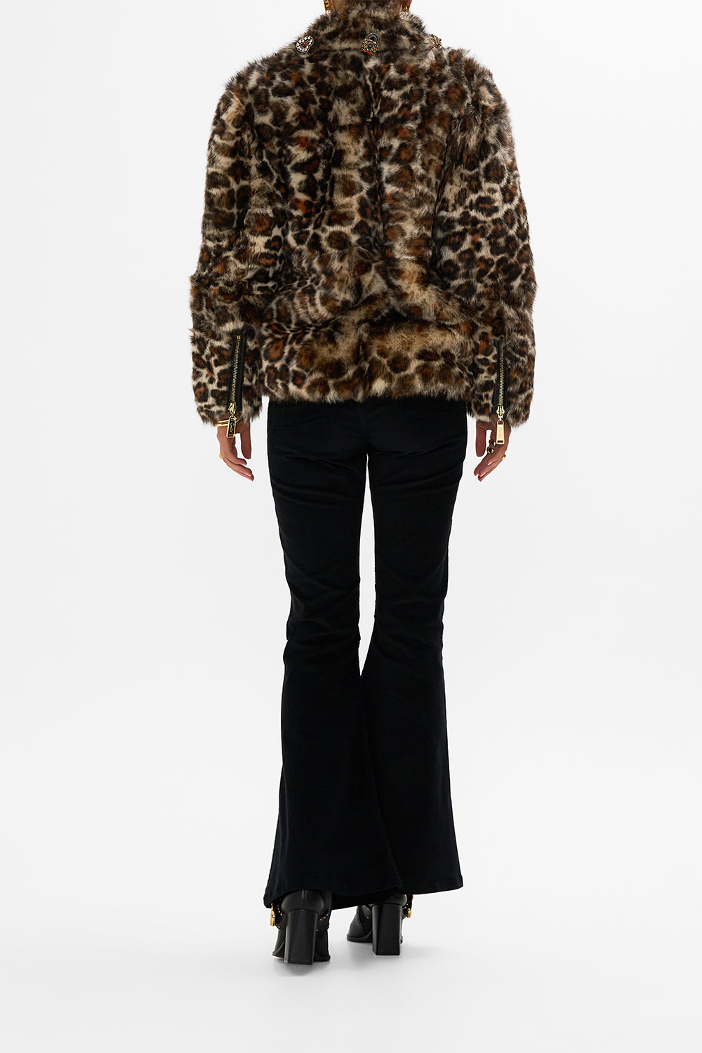 The CAMILLA OVERSIZED FUR BIKER JACKET BORN IN BRUGES in our  print.