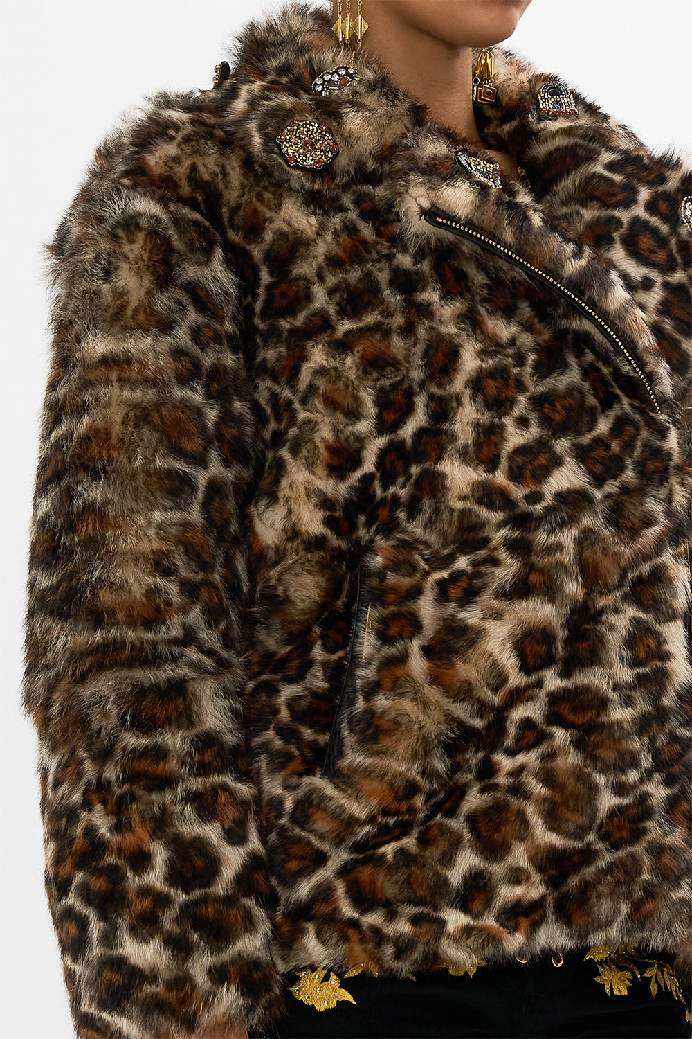 The CAMILLA OVERSIZED FUR BIKER JACKET BORN IN BRUGES in our  print.