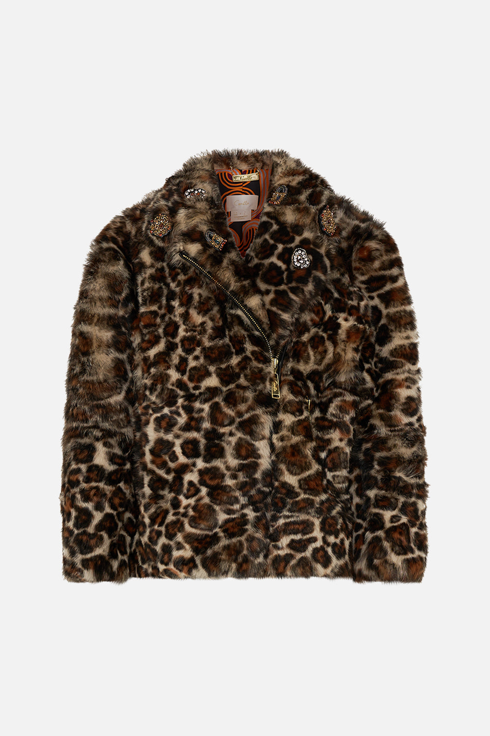 The CAMILLA OVERSIZED FUR BIKER JACKET BORN IN BRUGES in our  print.