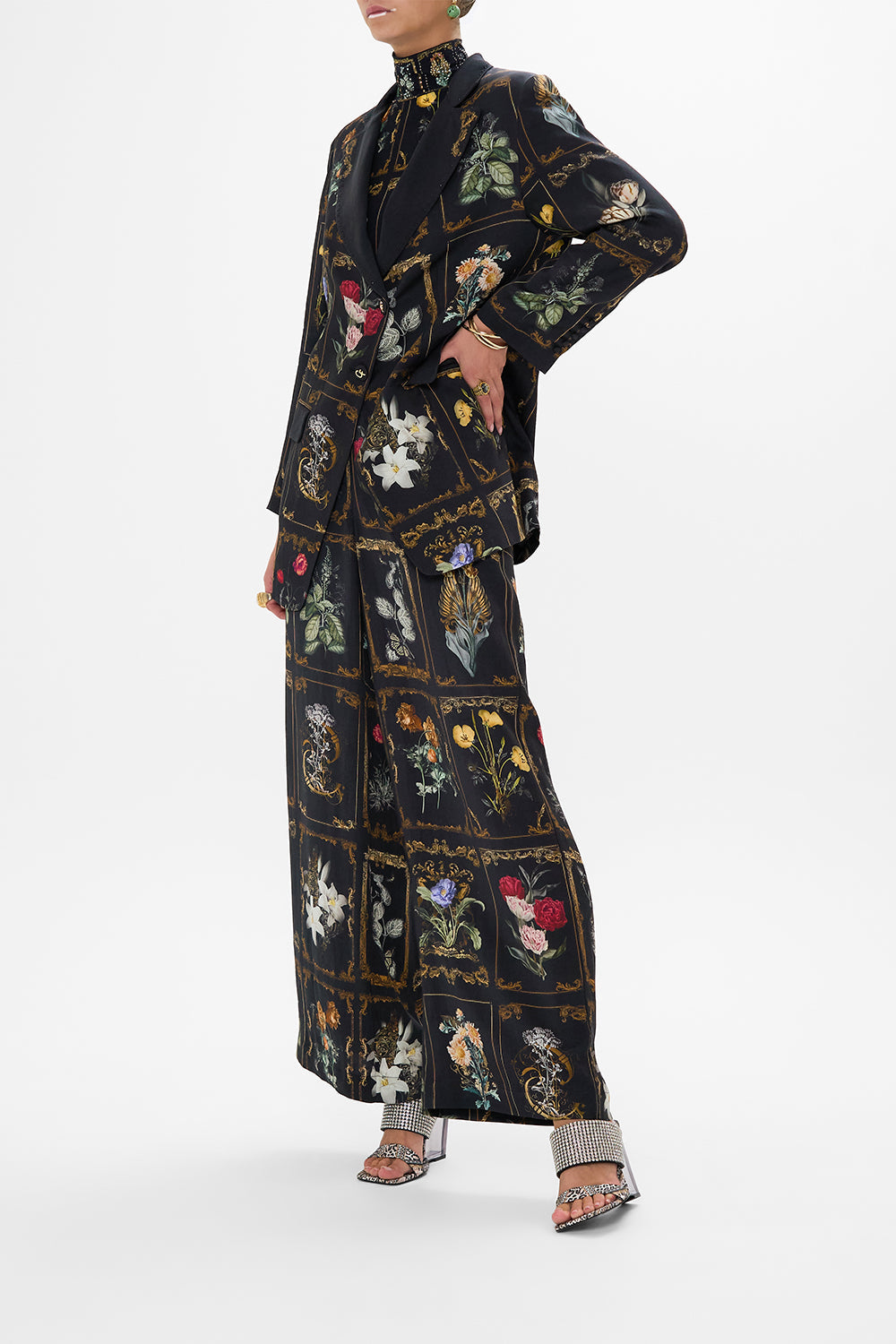 CAMILLA floral longline jacket in Magic In The Manuscripts print