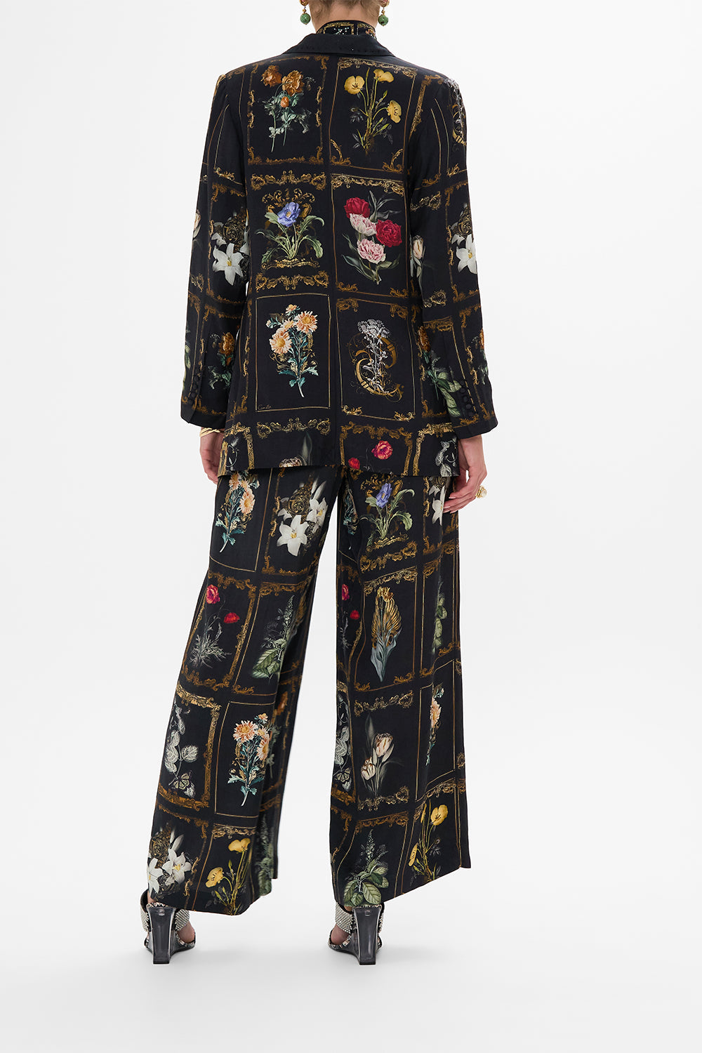 CAMILLA floral longline jacket in Magic In The Manuscripts print