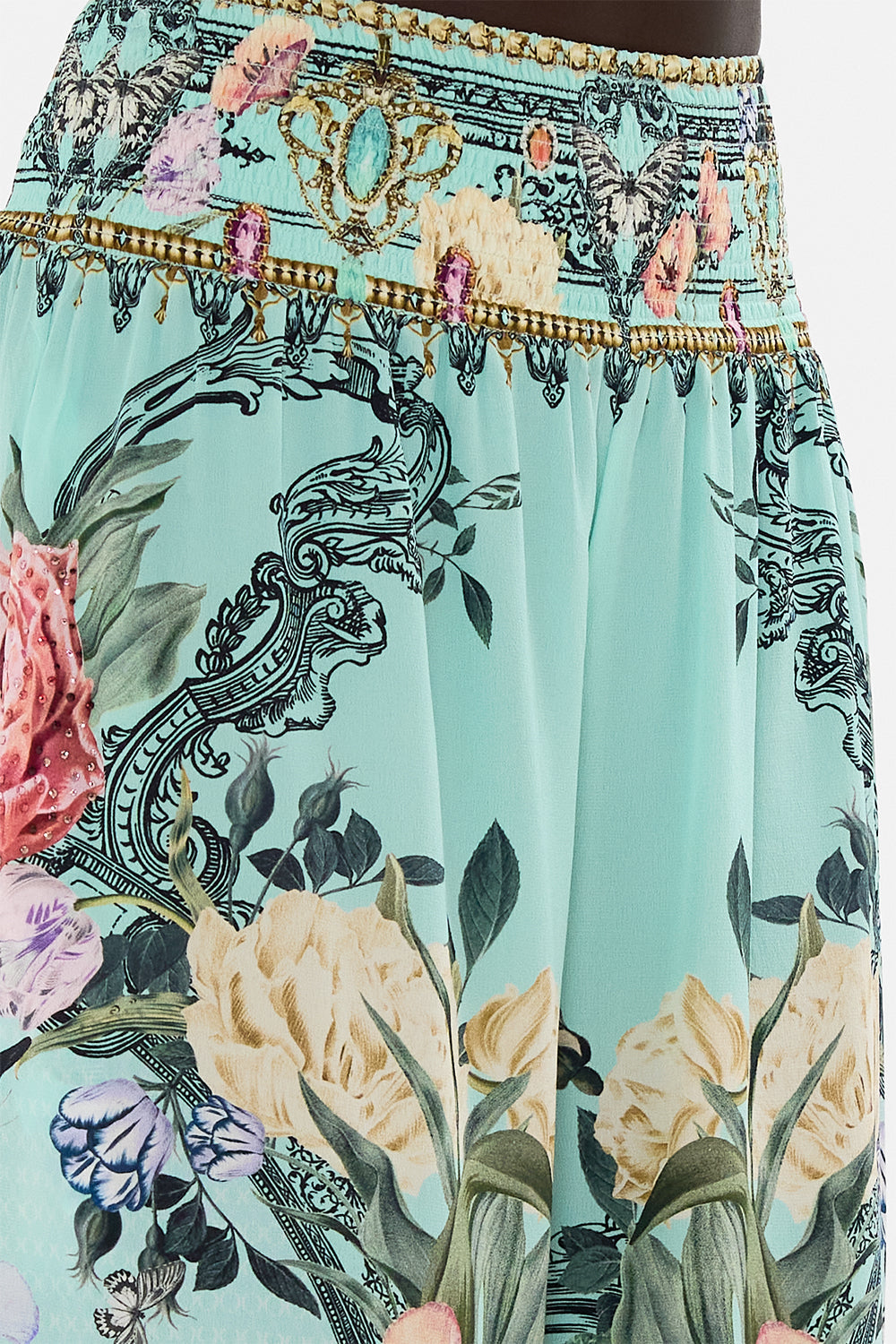 CAMILLA Floral Shirred Waist Pant in Petal Promise Land