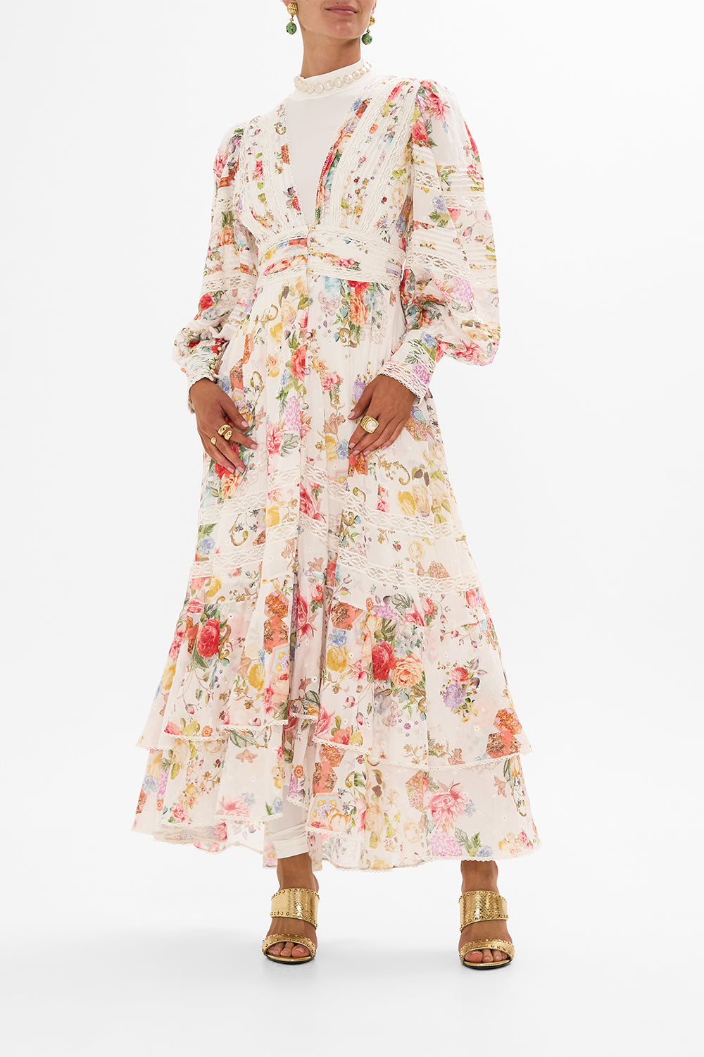 CAMILLA floral button front dress in Sew Yesterday print