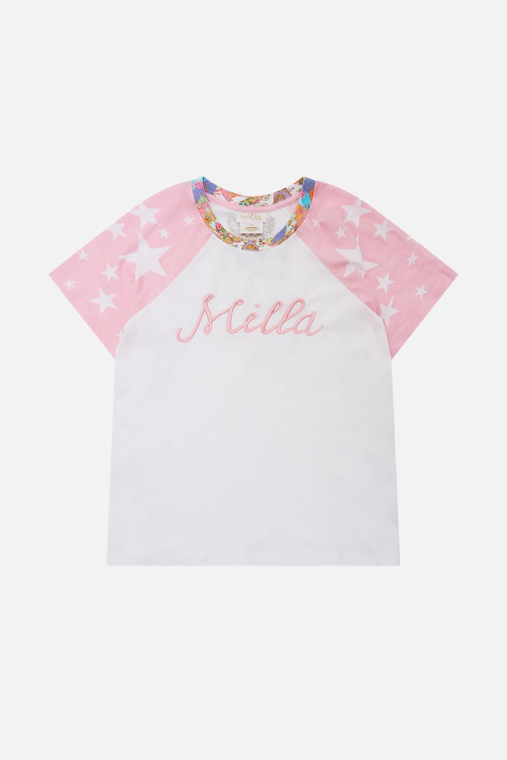 The CAMILLA KIDS RAGLAN TEE 4-10 SEW YESTERDAY in our SEW YESTERDAY print.