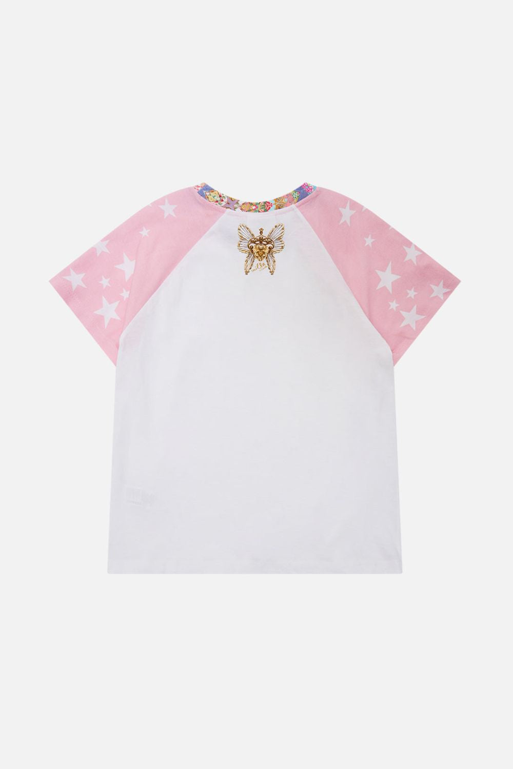 The CAMILLA KIDS RAGLAN TEE 4-10 SEW YESTERDAY in our  print.