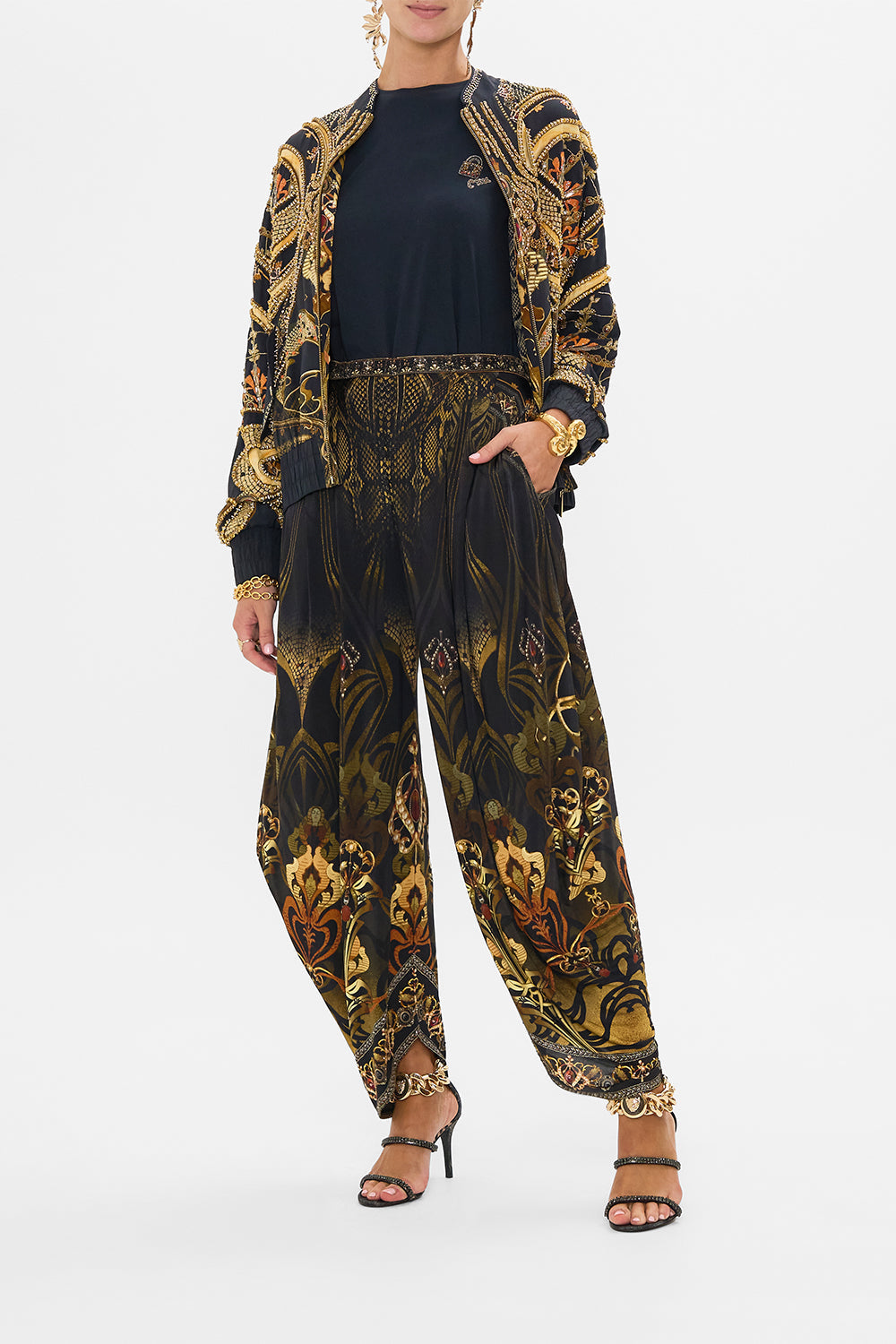 CAMILLA black graphic tee in Nouveau Noir 