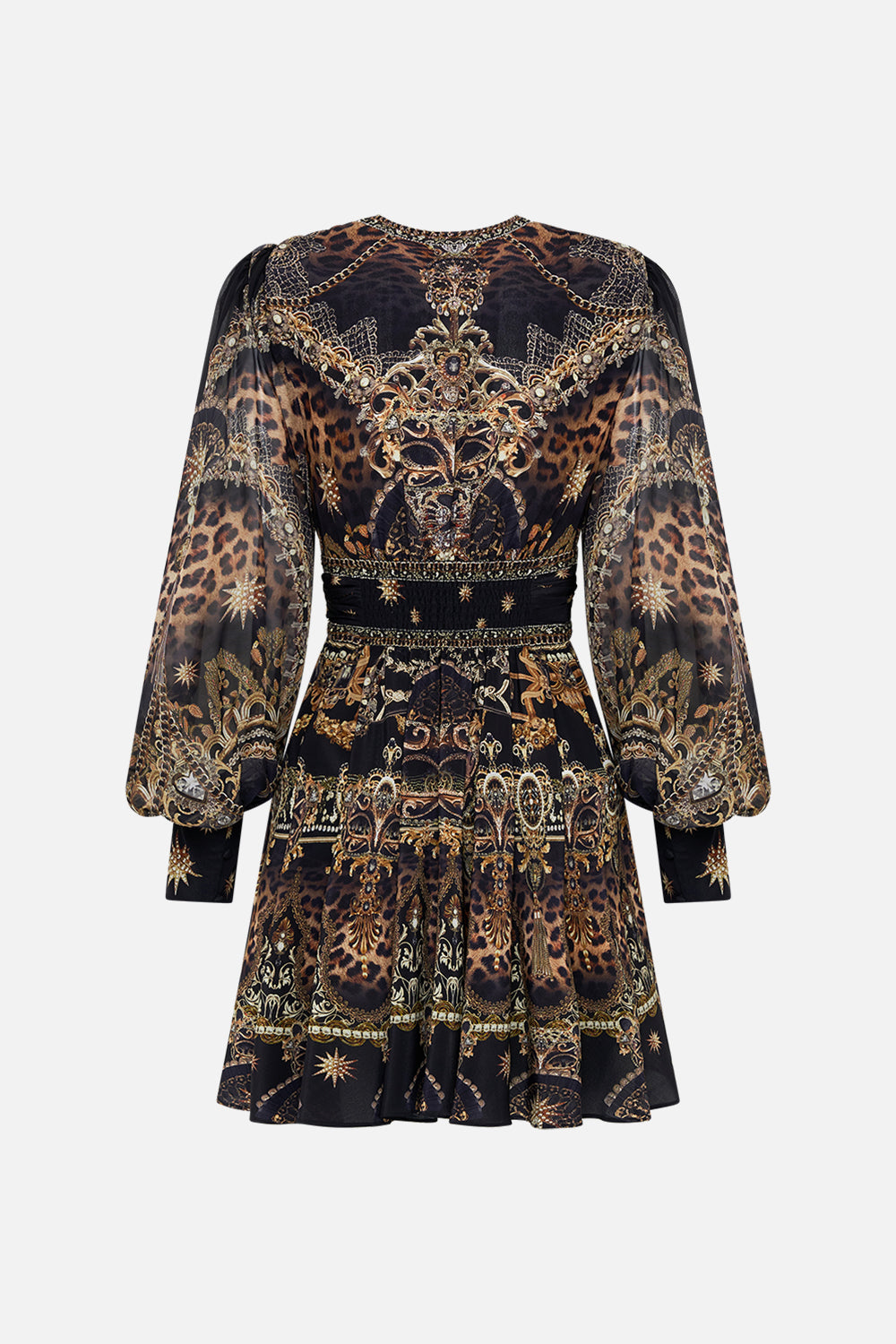CAMILLA silk mini dress in Masked At Moonlight print