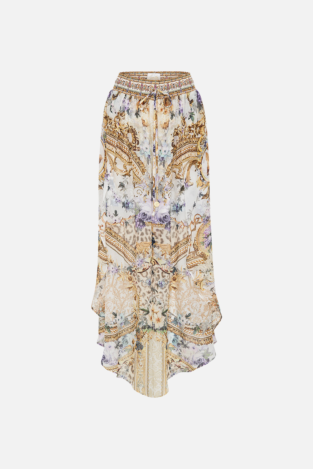 Product view of CAMILLA silk culotte pants in Palazzo Play Date print