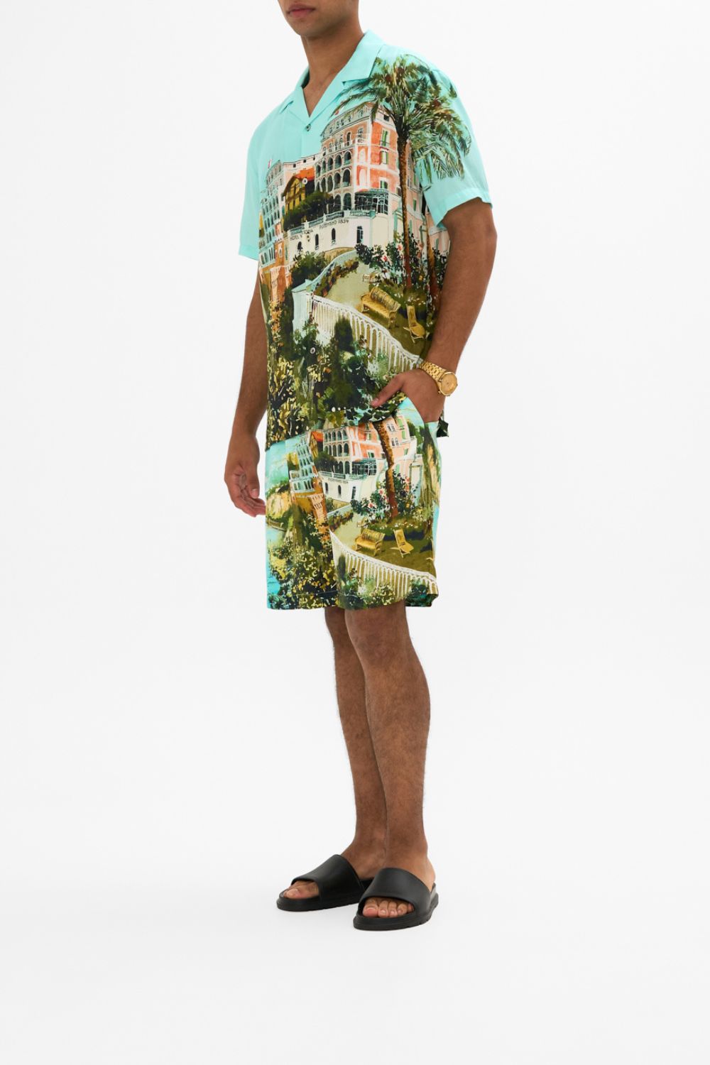The CAMILLA BAGGY MID LENGTH WALK SHORT FROM SORRENTO WITH LOVE in our  print.