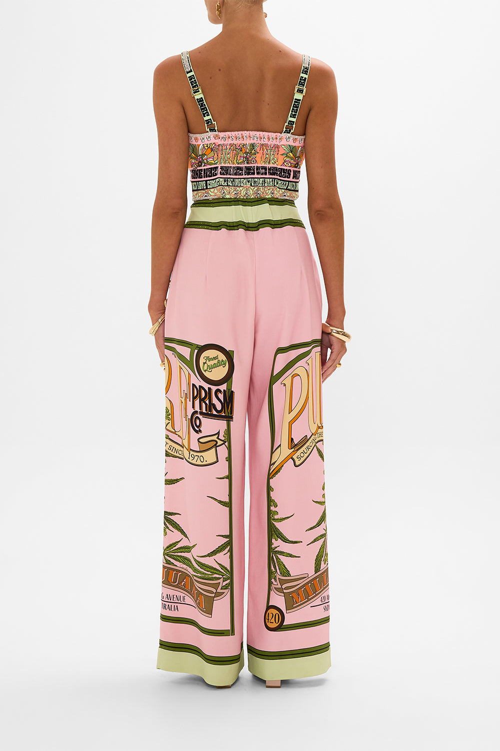 CAMILLA wide leg pants in Lets Chase Rainbows print 