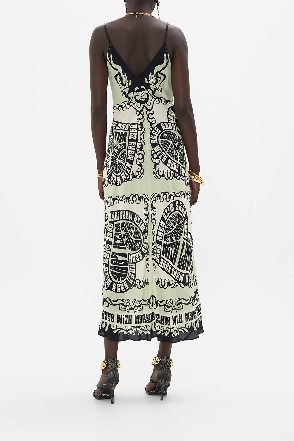 CAMILLA silk slip dress in Double Dutch print