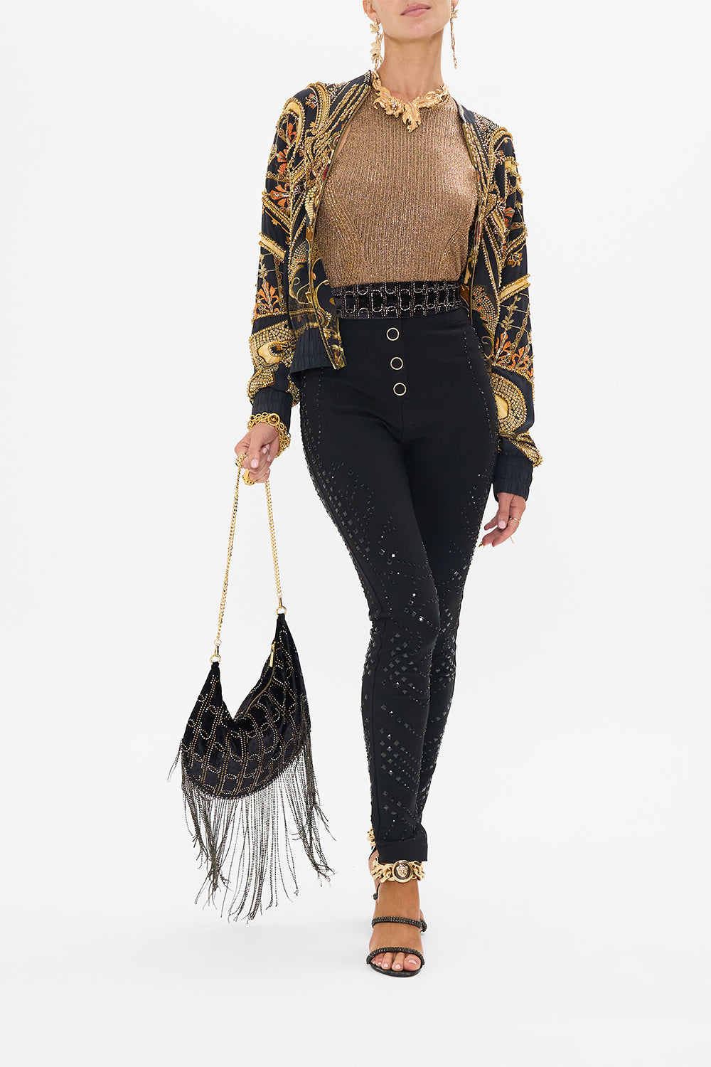 CAMILLA  designer bomber jacket in Nouveau Noir print