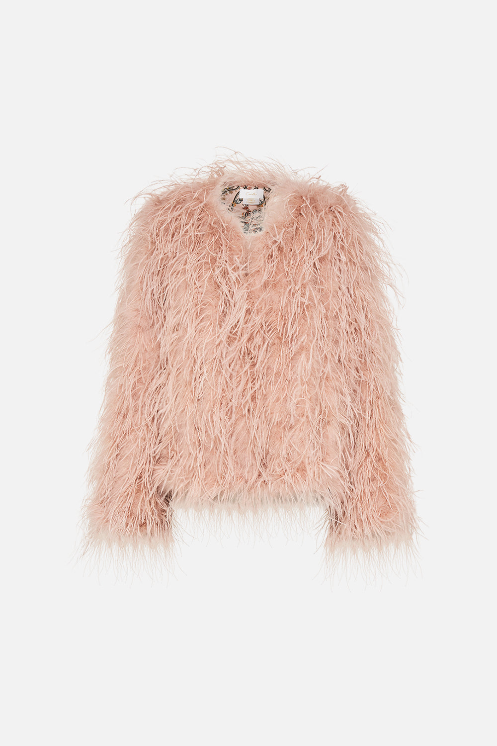 CAMILLA feather jacket in Rose Garden Revolution print