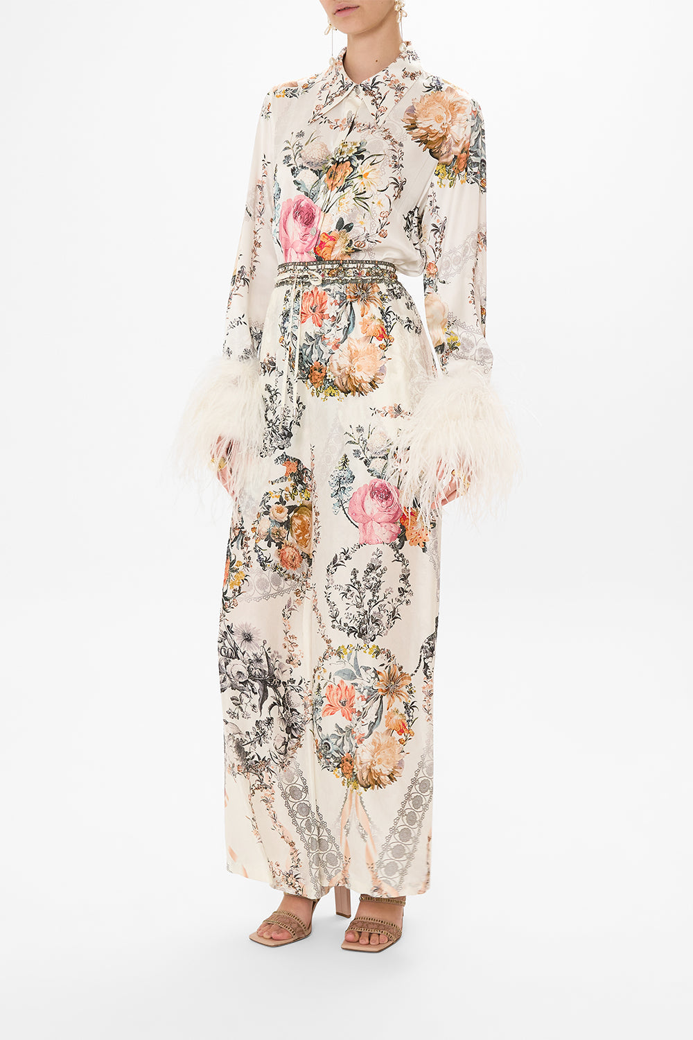 CAMILLA white silk pants in De Haar Memoirs print