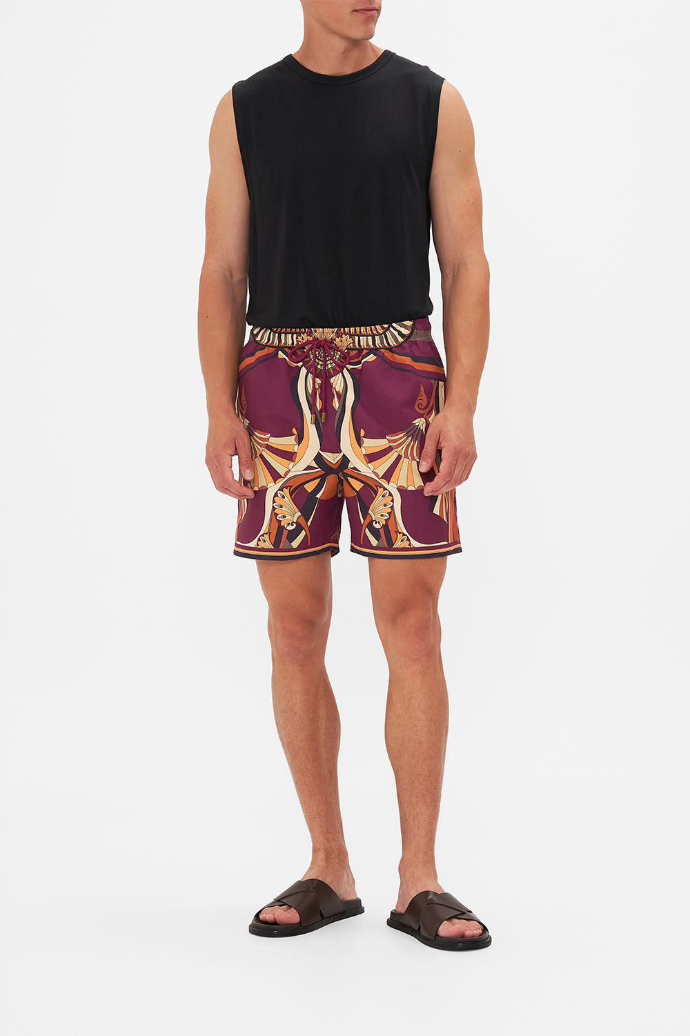 The CAMILLA MID LENGTH BOARDSHORT DESERT DELIRIUM in our DESERT DELIRIUM print.