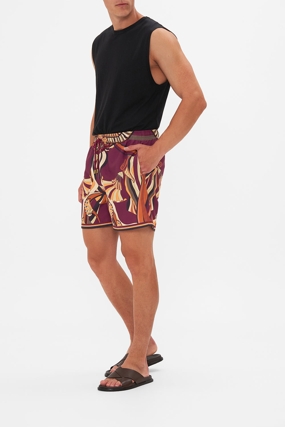 The CAMILLA MID LENGTH BOARDSHORT DESERT DELIRIUM in our  print.