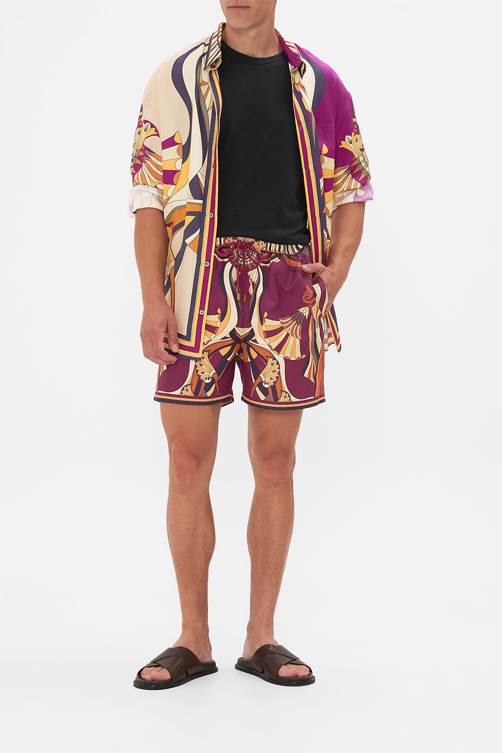 The CAMILLA MID LENGTH BOARDSHORT DESERT DELIRIUM in our  print.