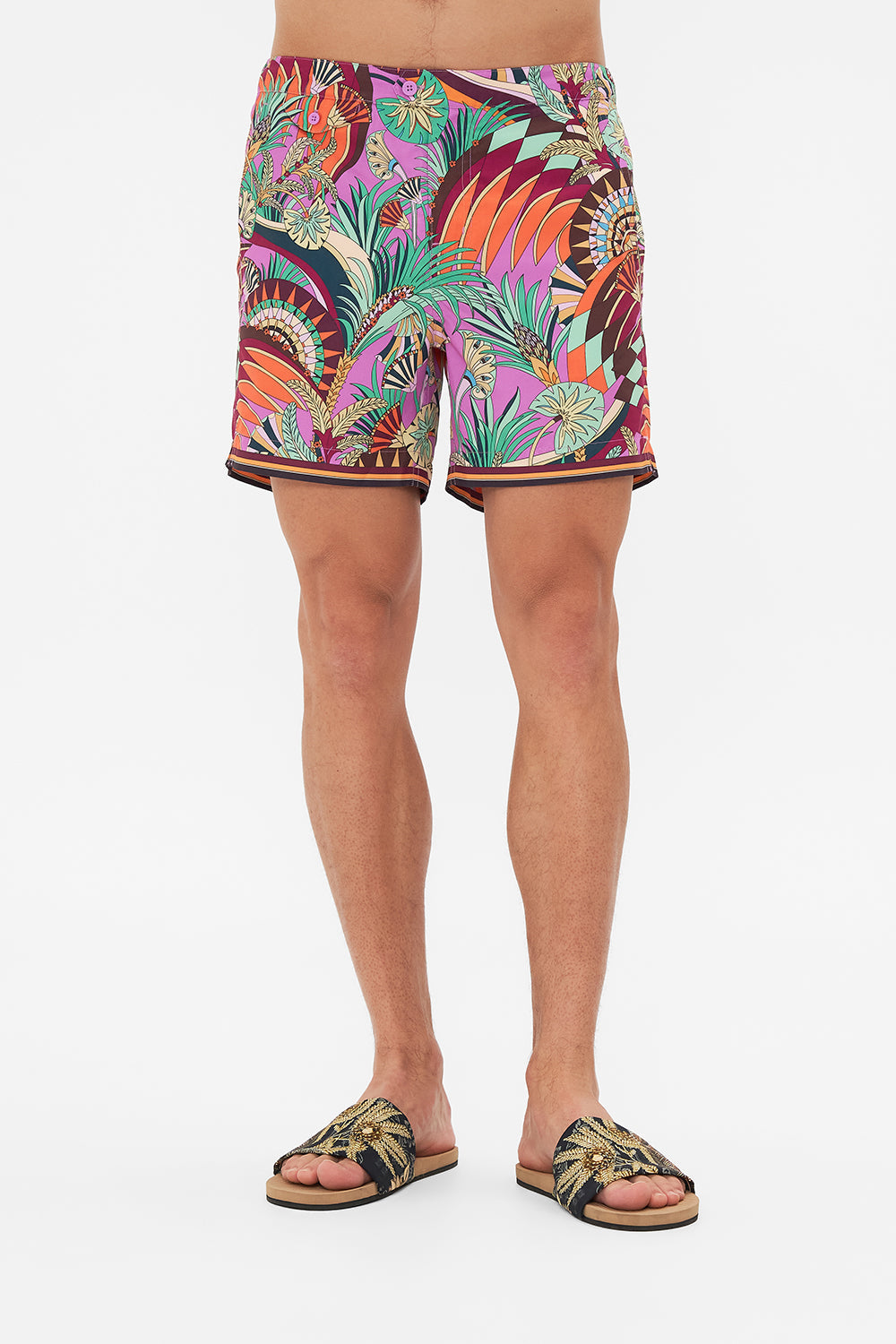The CAMILLA TAILORED SWIM SHORT GIZA GODDESS in our  print.