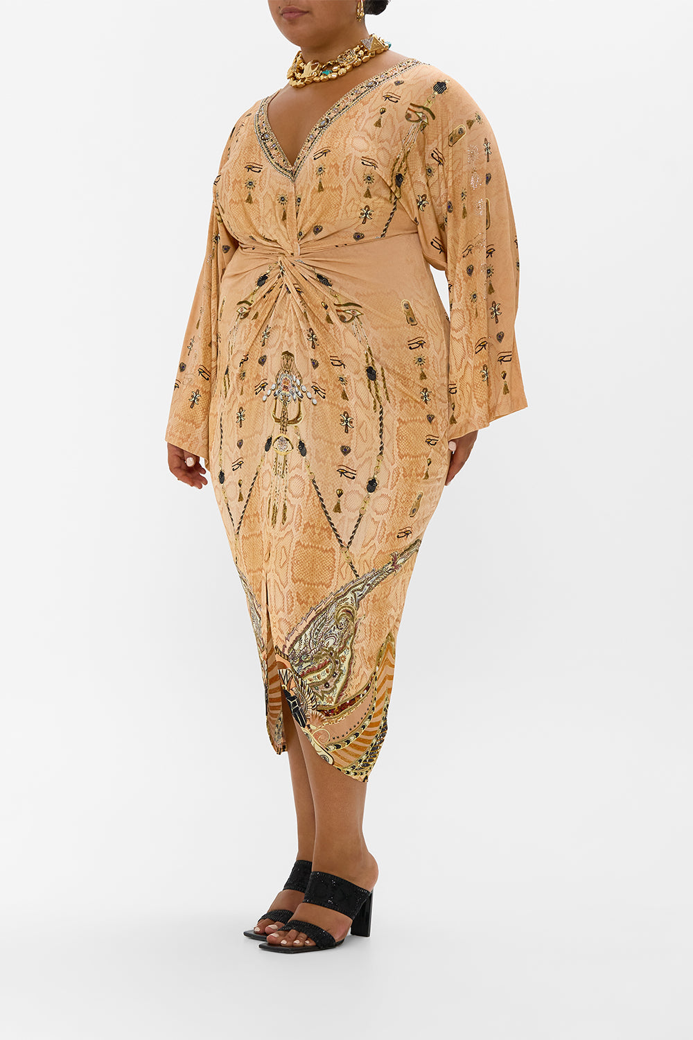 LONG SPLIT FRONT TWIST DRESS KINGDOM OF HEIROGLYPHS