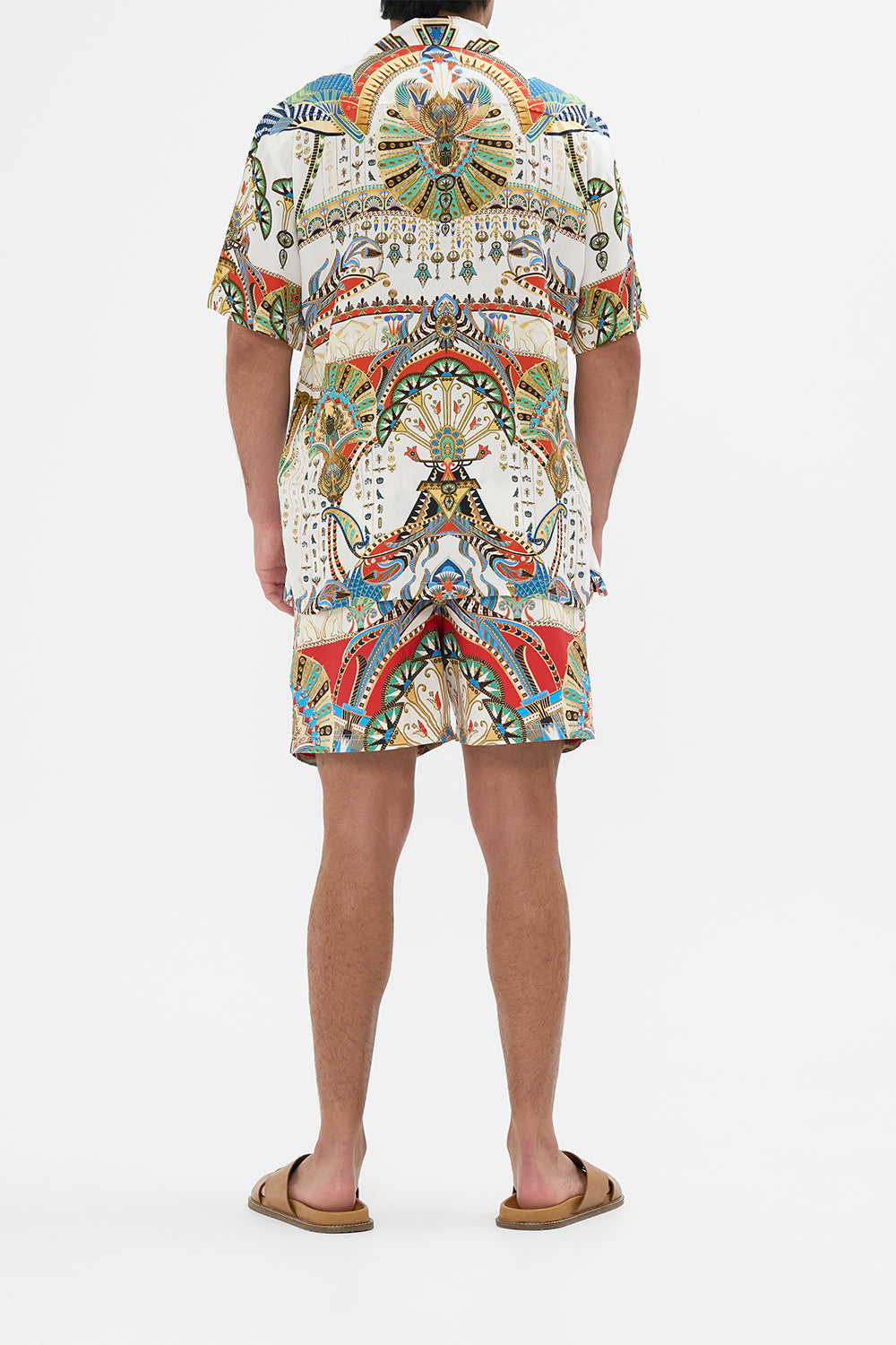 The CAMILLA SHORT SLEEVE CAMP COLLARED SHIRT VALLEY OF THE QUEENS in our  print.