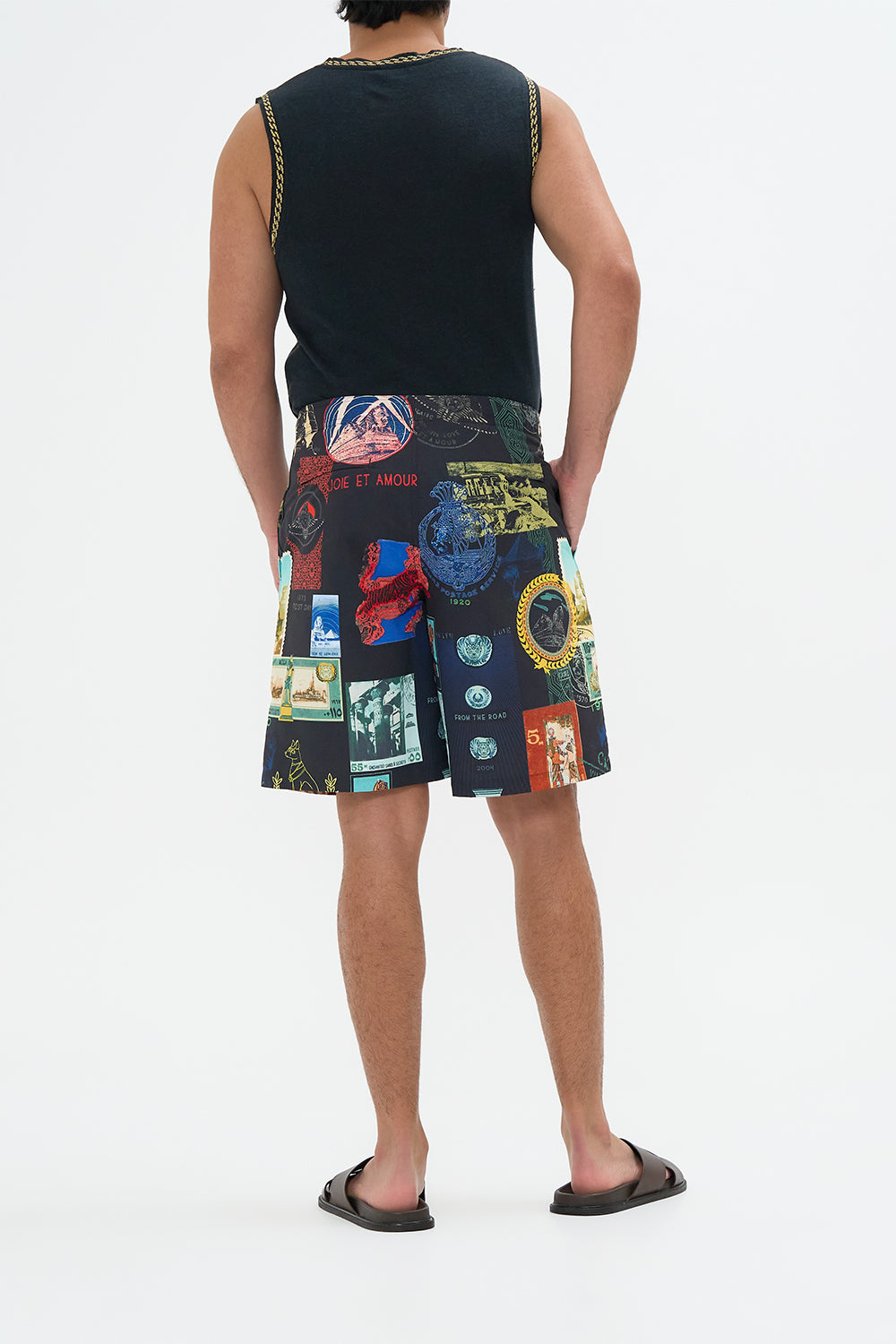 The CAMILLA MID LENGTH TRAIL SHORT LANDMARKS AND LOVE LETTERS in our  print.