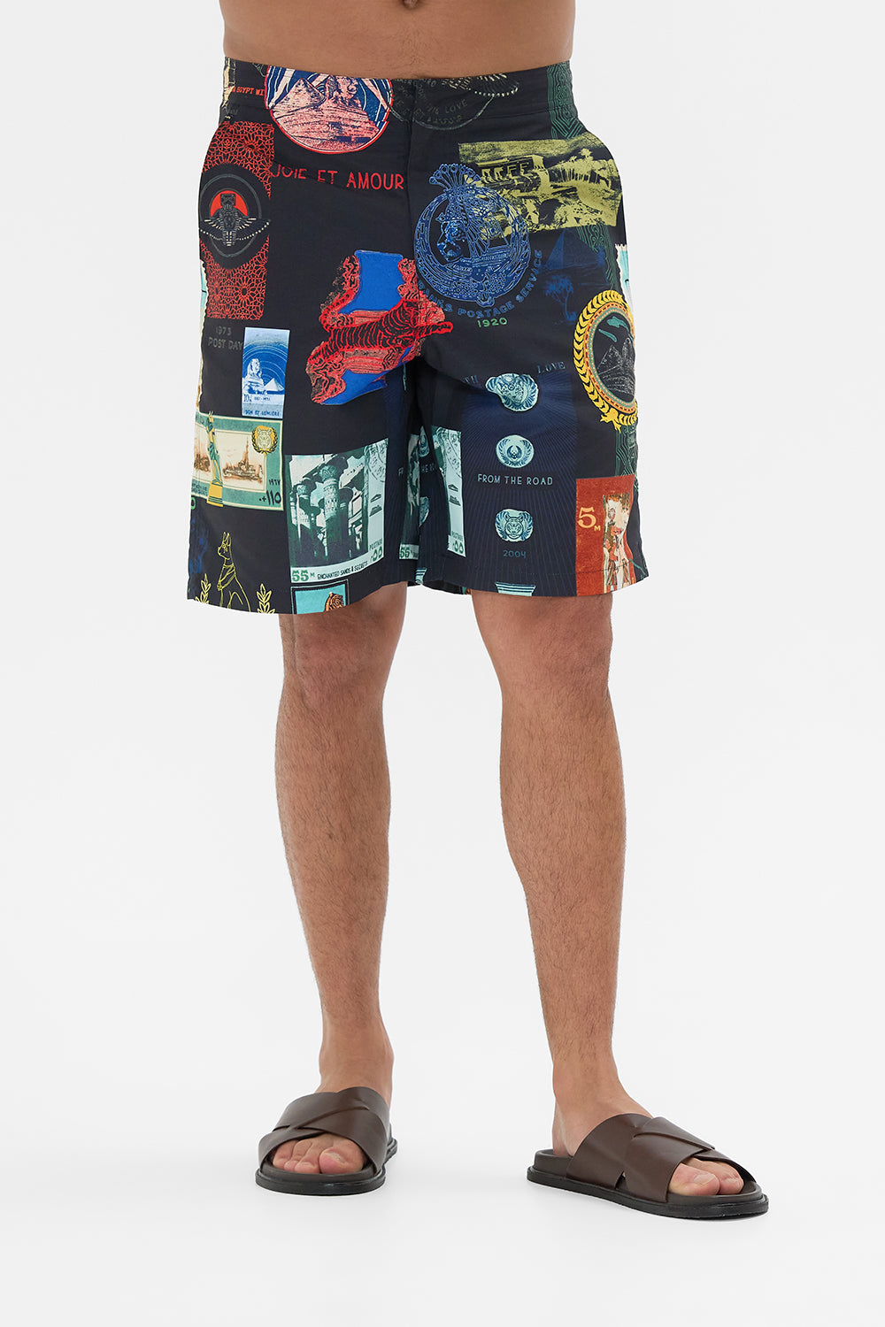 The CAMILLA MID LENGTH TRAIL SHORT LANDMARKS AND LOVE LETTERS in our  print.