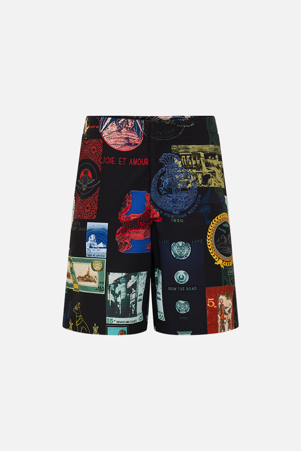 The CAMILLA MID LENGTH TRAIL SHORT LANDMARKS AND LOVE LETTERS in our  print.