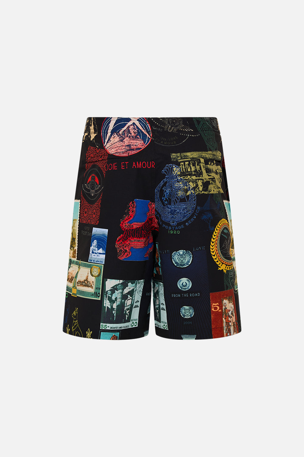 The CAMILLA MID LENGTH TRAIL SHORT LANDMARKS AND LOVE LETTERS in our  print.