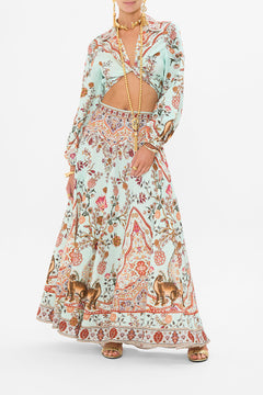 CAMILLA Cropped Wrap Shirt in Weaving Worlds print