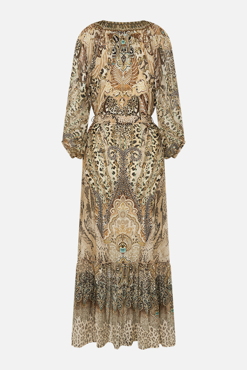 CAMILLA Long Sleeve Oversized Peasant Dress in The Throne Room print