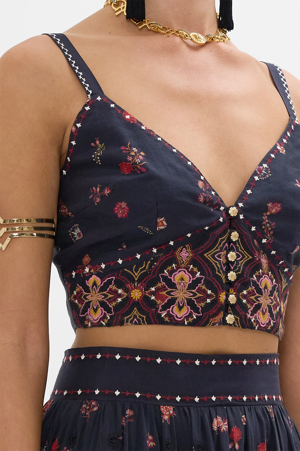 CAMILLA Embroidered Bralette in Loom to Tomb print