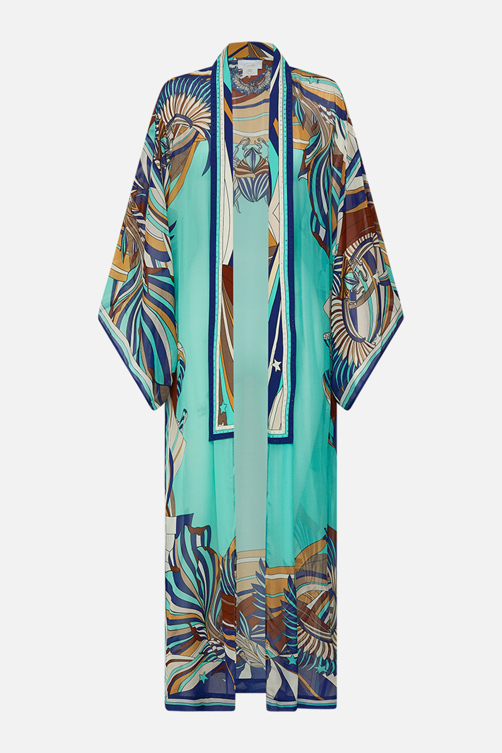 The CAMILLA KIMONO LAYER WITH COLLAR OASIS ORACLE in our  print.