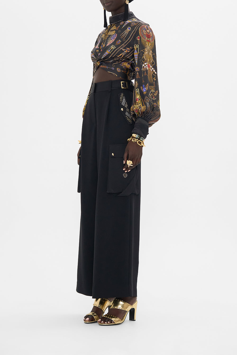CAMILLA Utility Pant in Cartouche Kingdom print. 